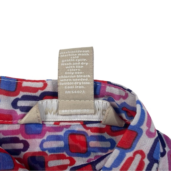 Banana Republic Women’s Sleeveless Geometric Multicolor Sheer Blouse Size S - Picture 5 of 7